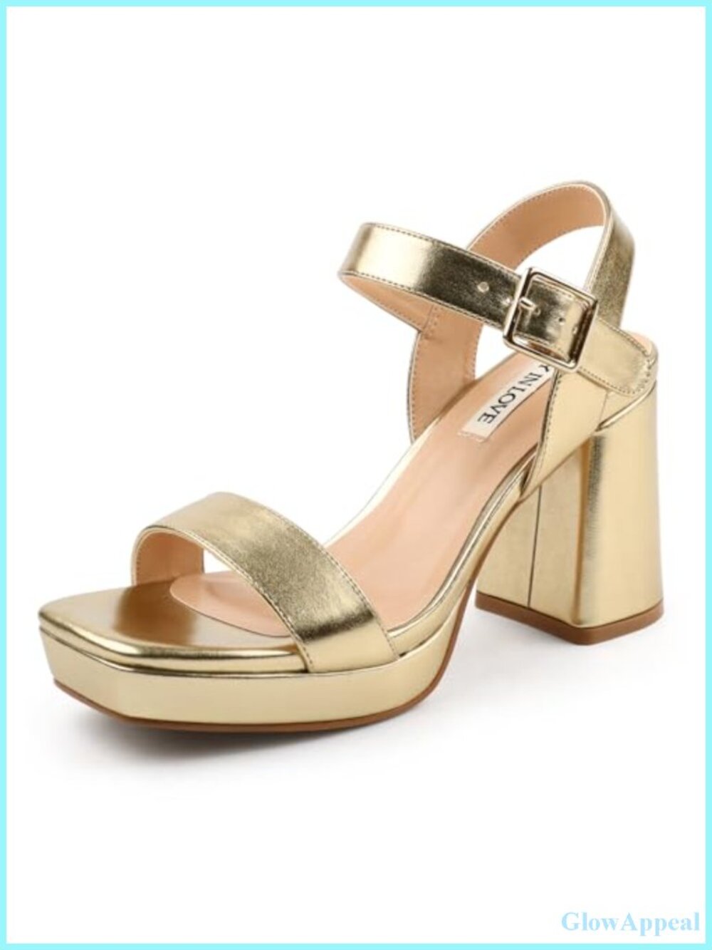 JOY IN LOVE Women's Chunky Block Heels Platform Sandals - 3.5in Heel